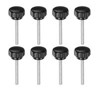 sourcing map 8pcs Knurled Clamping Knobs M5 x 50mm Metric Zinc Plated Carbon Steel Male Thread Thumb Screw on Type 25mm Plastic Round Head Threaded Hand Bolt Stud Knobs Black