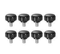 sourcing map 8pcs Knurled Clamping Knobs M5 x 8mm Metric 304 Stainless Steel Male Thread Thumb Screw on Type 18mm Plastic Round Head Threaded Hand Bolt Stud Knobs Black