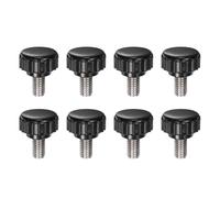 sourcing map 8pcs Knurled Clamping Knobs M6 x 10mm Metric 304 Stainless Steel Male Thread Thumb Screw on Type 18mm Plastic Round Head Threaded Hand Bolt Stud Knobs Black