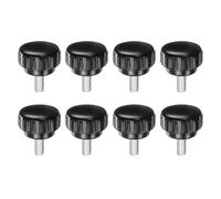 sourcing map 8pcs Knurled Clamping Knobs M6 x 16mm Metric Zinc Plated Carbon Steel Male Thread Thumb Screw on Type 25mm Plastic Round Head Threaded Hand Bolt Stud Knobs Black