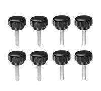 sourcing map 8pcs Knurled Clamping Knobs M6 x 25mm Metric Zinc Plated Carbon Steel Male Thread Thumb Screw on Type 30mm Plastic Round Head Threaded Hand Stud Knobs Black