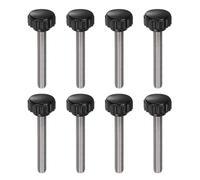 sourcing map 8pcs Knurled Clamping Knobs M6 x 40mm Metric 304 Stainless Steel Male Thread Thumb Screw on Type 18mm Plastic Round Head Threaded Hand Bolt Stud Knobs Black
