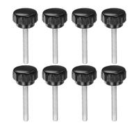 sourcing map 8pcs Knurled Clamping Knobs M6 x 40mm Metric Zinc Plated Carbon Steel Male Thread Thumb Screw on Type 30mm Plastic Round Head Threaded Hand Bolt Stud Knobs Black
