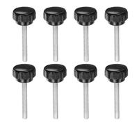 sourcing map 8pcs Knurled Clamping Knobs M6 x 45mm Metric Zinc Plated Carbon Steel Male Thread Thumb Screw on Type 30mm Plastic Round Head Threaded Hand Bolt Stud Knobs Black