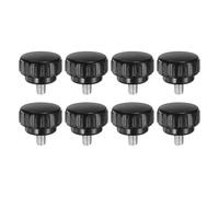 sourcing map 8pcs Knurled Clamping Knobs M6 x 8mm Metric Zinc Plated Carbon Steel Male Thread Thumb Screw on Type 25mm Plastic Round Head Threaded Hand Bolt Stud Knobs Black