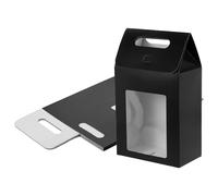 sourcing map 8Pcs Kraft Paper Bags, Gift Boxes with Clear Window and Handle, Stand Up Favor Treat Boxes for Candy, Cookies, Party Store, Packaging, Wedding, Black