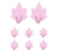 sourcing map 8Pcs Leaf Shaped Decorative Wall Hooks, Metal Self Adhesive Towel Hook Heavy Duty Sticky Wall Hangers for Bathroom, Kitchen, Home and Office Hanging Keys, Coats, Pink