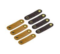 sourcing map 8Pcs Leather Cable Straps Cord Organizer Cable Ties Soft Cable Management for USB Cable, Headphone Wire, Coffee Color/Yellow Brown