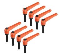 sourcing map 8pcs Lever Adjustable Handles M8 x 30mm Metric Male Thread, Level Clamping Handle Hand Stud Knobs Rotating Screw Handles Bolts with Locking Lever, Orange