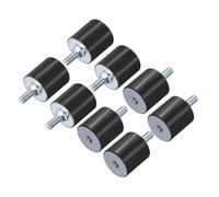 sourcing map 8pcs M10x28mm Rubber Isolator Mounts with Studs 40x40mm Male Female Vibration Shock Absorber Zinc Plated Cylindrical Thread Mounts Anti Vibration Isolators with 8pcs M10 Lock Nuts