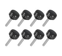 Sourcing Map 8Pcs M4 x 20mm Stainless Steel & ABS Plastic Knurled Clamping Knob, Round Head, Easy-Turn Finger Grip, No Tools Needed, 18mm Dia, 32mm H, Black Finish, For Lathe, Machinery, Furniture