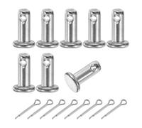 sourcing map 8Pcs M4x10mm Clevis Pins, 304 Stainless Steel Single Hole Flat Head Clevis Pin Hairpin Location Pin with Cotter Pins for Trailer Latch Mechanics Repair Furniture Installation