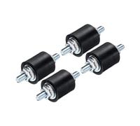 sourcing map 8pcs M4x10mm Rubber Isolator Mounts with Studs 15x15mm Male Vibration Shock Absorber Zinc Plated Cylindrical Thread Mounts Anti Vibration Isolators with 16pcs M4 Lock Nuts
