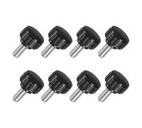 Sourcing Map 8Pcs M6 x 12mm Knurled Clamping Knob, 304 Stainless Steel & ABS Plastic, Round Head, Easy Turn, No Tools Needed, 18mm Dia, 24mm H, Black, For Lathe, Machinery, Furniture