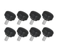 sourcing map 8Pcs M6 x 12mm Knurled Clamping Knob, 304 Stainless Steel Thumb Screw Clamping Knob Round Hand Threaded Hand Bolt Stud Knob 22mm Dia for Machinery