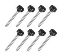 Sourcing Map 8Pcs M6 x 50mm Stainless Steel & ABS Plastic Knurled Clamping Knob, Round Head, Easy Turn, No Tools Needed, 18mm Dia, 63mm H, Black, For Lathe, Machinery, Furniture