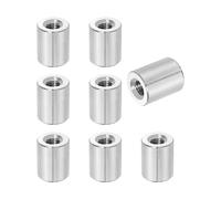 sourcing map 8Pcs M6x1x15mm Round Coupling Nuts, Stainless Steel Connector Nut Fasteners Rod Hardware Nuts 12mm OD for Threaded Rod, Industrial Construction Fasteners, Silver