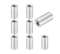 sourcing map 8Pcs M6x1x20mm Round Coupling Nuts, Stainless Steel Connector Nut Fasteners Rod Hardware Nuts 10mm OD for Threaded Rod, Industrial Construction Fasteners, Silver
