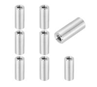 sourcing map 8Pcs M6x1x25mm Round Coupling Nuts, Stainless Steel Connector Nut Fasteners Rod Hardware Nuts 10mm OD for Threaded Rod, Industrial Construction Fasteners, Silver