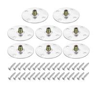 sourcing map 8Pcs M8 Brad Hole t Nut, 70mm/2.8inch Round Base Weld Nuts Flange Insert Female Thread with Mounting Screws for Wood Furniture