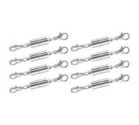 sourcing map 8Pcs Magnetic Jewelry Clasps, Cylindrical Magnetic Clasps Locking Closures with Lobster Clasps for Bracelet Necklace Jewelry Making (Silver)