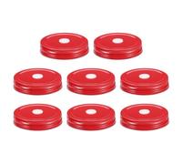 sourcing map 8pcs Mason Jar Lids with Straw Hole Regular Mouth, 70mm Metal Mason Canning Lids Leak Proof Mason Jar Caps for Mason Jar Red