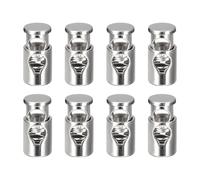 sourcing map 8Pcs Metal Cord Locks, 4.2mm Single Hole Toggle Spring Stop Cord Locks End Fastener Slider for Backpacks Clothing Drawstrings Lanyards, Silver White