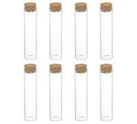 sourcing map 8Pcs Mini Glass Bottles with Cork Stoppers, 25ml Small Clear Bottles Glass Empty Jars Vials for DIY Crafts Party Wedding Decor Favors