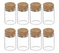 sourcing map 8Pcs Mini Glass Bottles with Cork Stoppers, 5ml Small Clear Bottles Glass Empty Jars Vials for DIY Crafts Party Wedding Decor Favors