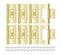 sourcing map 8Pcs Non Mortise Door Hinges, 3.8 x 2.1cm Iron Bifold Butt Cabinet Hinges Smooth Sliding Bearing Hinge with Mounting Screws for Doors, Windows, Cabinets, Box, Furniture, Yellow
