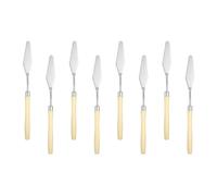 sourcing map 8pcs Palette Knife Painting Tool 7.68" Pointed Stainless Steel Blade Plastic Handle Spatula Painting Pallet Knife for Oil Acrylic Canvas, Beige