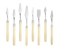 sourcing map 8pcs Palette Knife Painting Tool Pointed & Flat Head Stainless Steel Blade Plastic Handle Spatula Painting Pallet Knife for Oil Acrylic Canvas, Beige