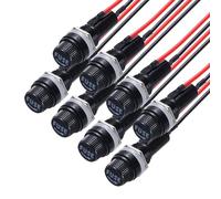 sourcing map 8Pcs Panel Mount Fuse Holder 5x20mm AC 250V 10A/AC 125V 15A Screw Cap Fuse Holders with Pre-Soldered Wires, Round Shape Port