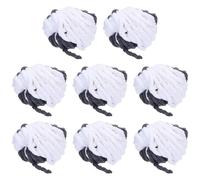 sourcing map 8pcs Polyester Chunky Yarn Bulky Thick Fluffy Yarn for Crochet Soft Chenille Blanket for Hand Knitting Crocheting DIY (White & Dark Gray, 30 Yards/27m)