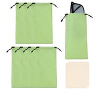 sourcing map 8Pcs Polyester Eyeglass Cases 7 x 3.5 Inch Sunglass Case Portable Glasses Pouch with Drawstring Sunglasses Bag with 2 Glasses Cloth for Cleaning Protection, Cyan