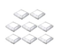 sourcing map 8Pcs Post Base Cover, 4.25"x4.25" (Internal Size 2.5"x2.5") Metal Integral Style Post Skirt, Porch Column Wrap for Post Fence Deck Cable Railing Baluster Stair Rails, Silver