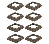 sourcing map 8Pcs Post Skirt, 4 x 4 Inch One-Piece Plastic Post Base Cover, Deck Post Base Cover Trim Skirt for Fence Wood Stair Handrail Railing Porch, Dark Brown