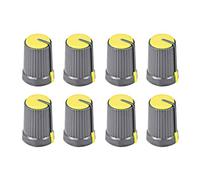 sourcing map 8Pcs Potentiometer Volume Control Knob Cap Plastic Yellow 6mm Shaft Dia. Rotary Knob 12mm Dia. X 17mm Height