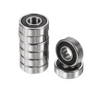 sourcing map 8pcs R4-2RS Deep Groove Ball Bearings 1/4" ID x 5/8" OD x 10/51" Height Miniature Bearings Double Rubber Shielded Chrome Steel Z2 Bearing for Engineering Machinery, ABEC3