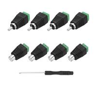 sourcing map 8Pcs RCA Cable Solderless Adapter, Audio/Video Speaker Wire RCA Male Female Plugs, Screw Terminal Connector, Black(Includes Screwdriver)