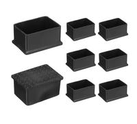 sourcing map 8pcs Rectangle Chair Leg Caps PVC Chair Leg Floor Protectors Non-Slip Chair Feet Covers for Hardwood Floors Furniture Protectors, Black, 40 x 60mm
