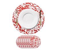sourcing map 8Pcs Red Disposable Round Placemats, 33cm/13" Metallic Glitters Foil Thin Mesh Table Mats Pressed Foil Table Doilies Decor for Party Weddings Christmas Thanksgiving