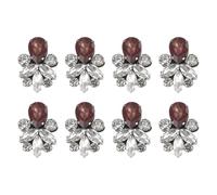 sourcing map 8Pcs Rhinestone Applique, 0.98 x 1.42 Inch Handmade Beaded Patches Sew on Patch Glass Crystal Sewing Applique for Bridal Clothes Belt Bags Decoration, Dark Purple White