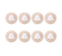 sourcing map 8Pcs Rhinestone Faux Pearl Buttons, 18mm / 0.71" Fashion Vintage Button Round Sew on Embellishments for Clothing Sweater Coats Suits Knitting Decoration, Gold