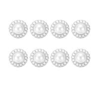 sourcing map 8Pcs Rhinestone Faux Pearl Buttons, 18mm / 0.71" Fashion Vintage Button Round Sew on Embellishments for Clothing Sweater Coats Suits Knitting Decoration, Silver