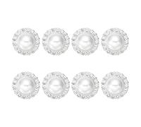 sourcing map 8Pcs Rhinestone Faux Pearl Buttons, 25mm / 0.98" Fashion Vintage Button Round Sew on Embellishments for Clothing Sweater Coats Suits Dress Knitting Decoration, Silver