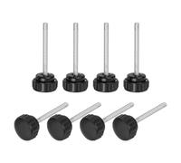 sourcing map 8Pcs Round Knurled Thumb Screws, M5 x 50mm Carbon Steel Zinc Plated Thread Thumbscrew Clamping Knob Screw for Quick Replacement Screws, Black