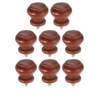 sourcing map 8Pcs Round Wood Drawer Knob, 1.1" x 0.98" Self-Tapping Solid Wood Handle Round Cabinet Knob Mushroom Shape Wooden Knobs for Furniture Dresser Wardrobe, Dark Brown