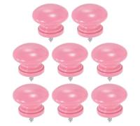 sourcing map 8Pcs Round Wood Drawer Knob, 1.26" x 0.98" Self-Tapping Solid Wood Handle Round Cabinet Knob Mushroom Shape Wooden Knobs for Furniture Dresser Wardrobe, Pink