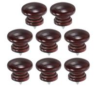 sourcing map 8Pcs Round Wood Drawer Knob, 1.3" x 1.02" Self-Tapping Solid Wood Handle Round Cabinet Knob Mushroom Shape Wooden Knobs for Furniture Dresser Wardrobe, Tea Red